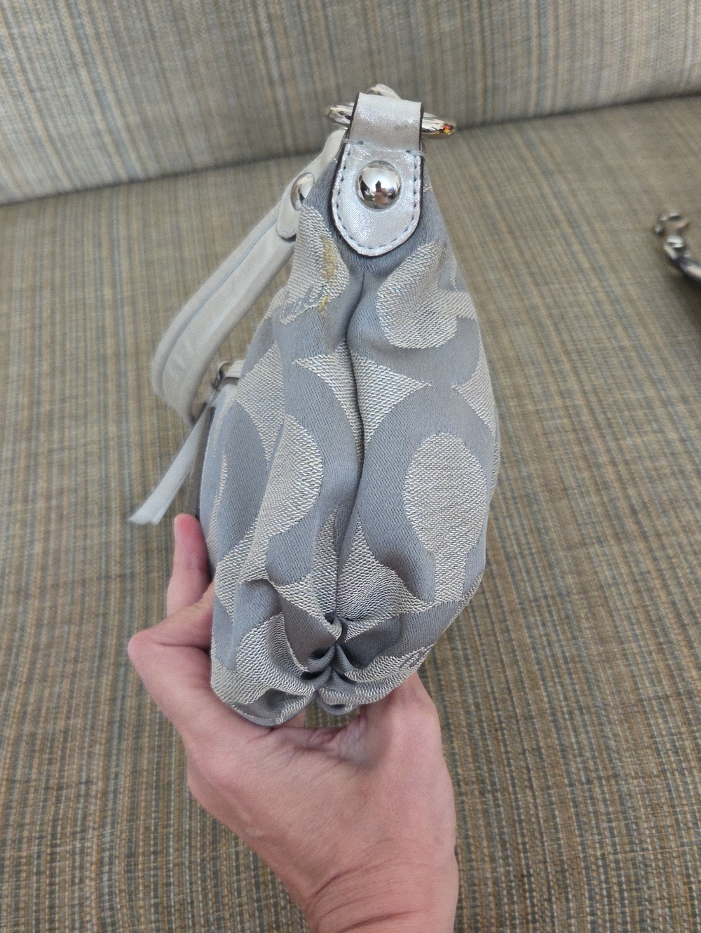 Coach Poppy Gray Signature Canvas Shoulder Bag with Removable StrapCoavh - Picture 8 of 11